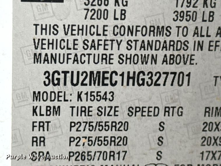 image for item DO0210 2017 GMC Sierra 1500 Crew Cab pickup truck