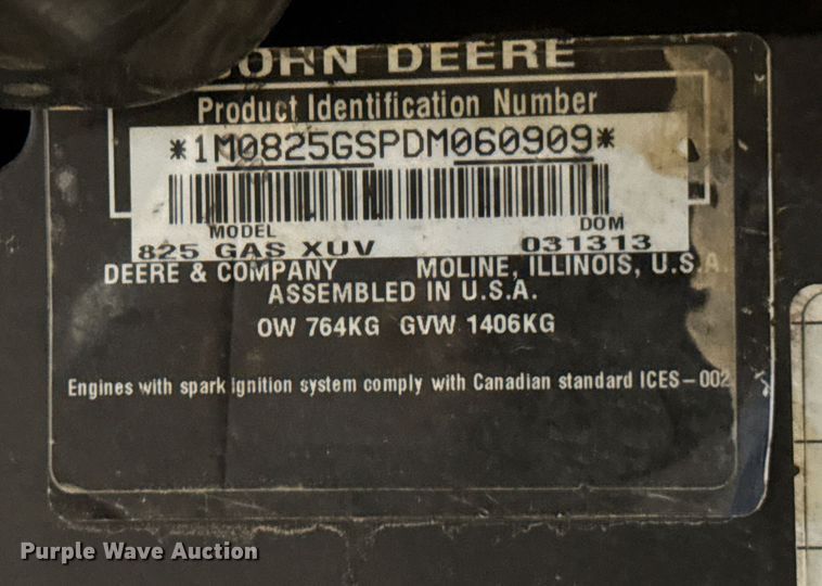 image for item DO0225 2013 John Deere Gator 825 utility vehicle