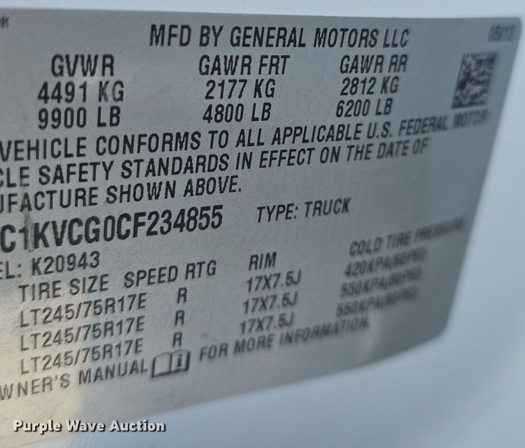 image for item DQ5370 2012 Chevrolet Silverado 2500HD Crew Cab utility bed pickup truck