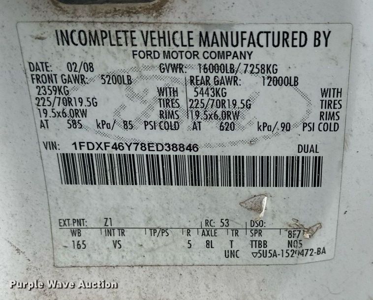 image for item DQ6488 2008 Ford F450 flatbed truck