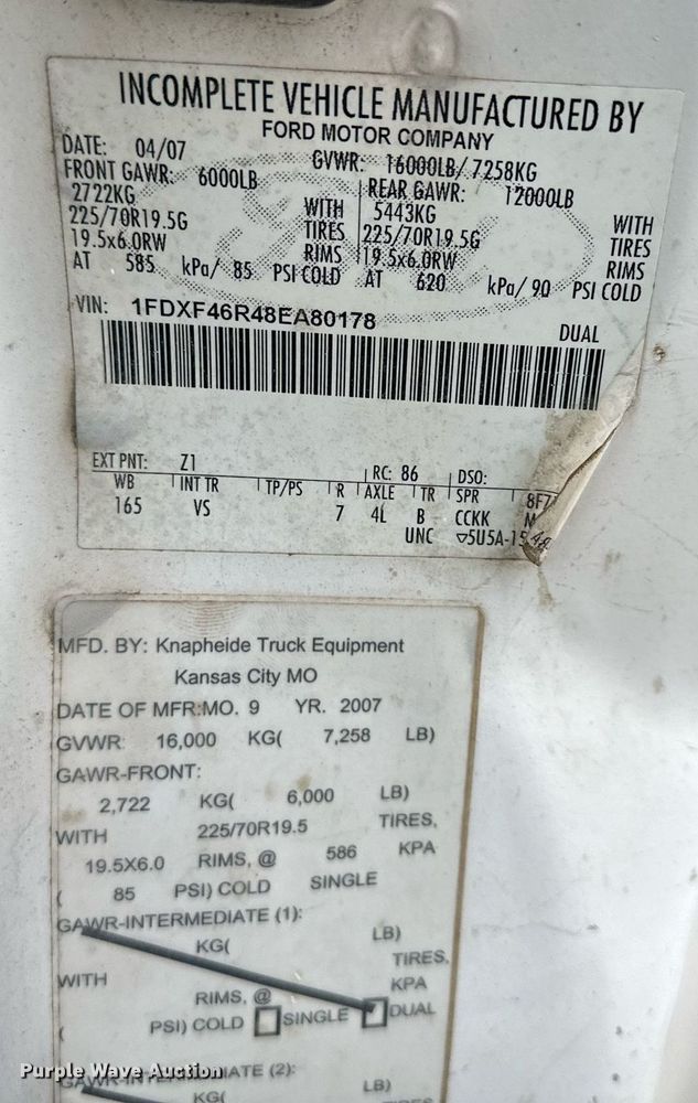 image for item DQ6489 2008 Ford F450 Super Duty flatbed truck