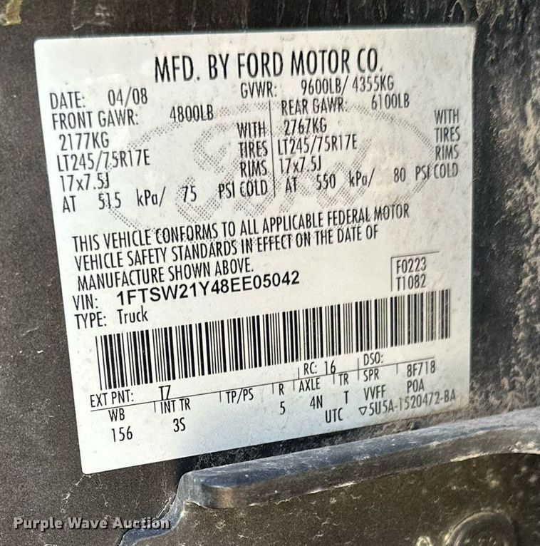 image for item DS3217 2008 Ford F250 Super Duty XLT Crew Cab pickup truck