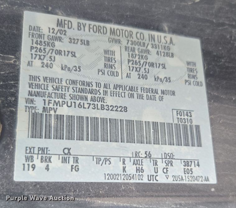 image for item DT7029 2003 Ford Expedition SUV