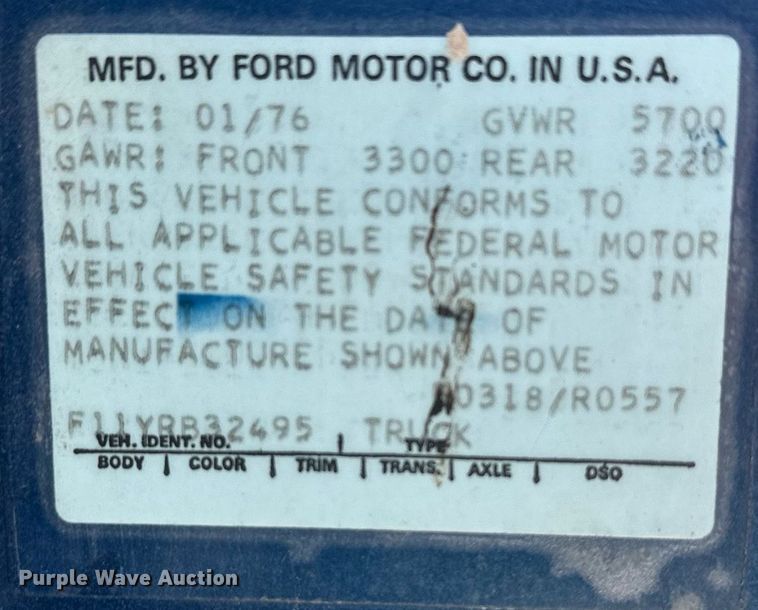 image for item DT7034 1976 Ford F100 pickup truck