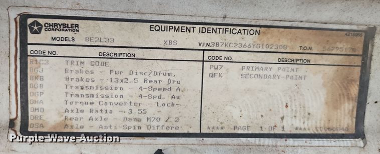 image for item EI8775 2000 Dodge Ram 2500 Quad Cab pickup truck