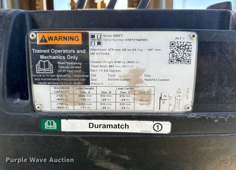 image for item EJ3460 2022 Hyster S50FT forklift