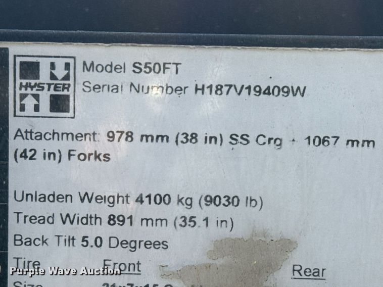 image for item EJ3460 2022 Hyster S50FT forklift