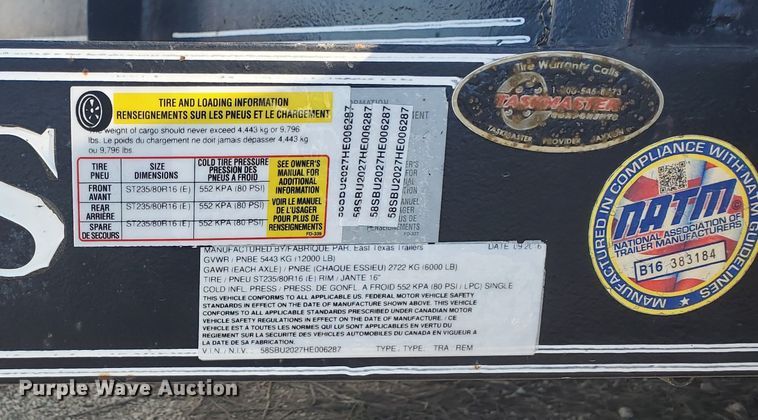 image for item EJ5305 2017 East Texas Trailers utility trailer