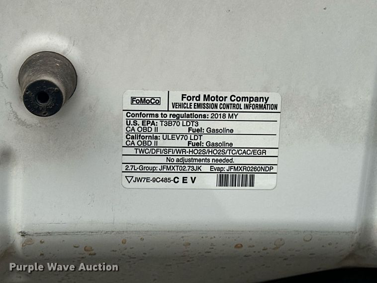 image for item EJ5330 2018 Ford F150 SuperCrew pickup truck