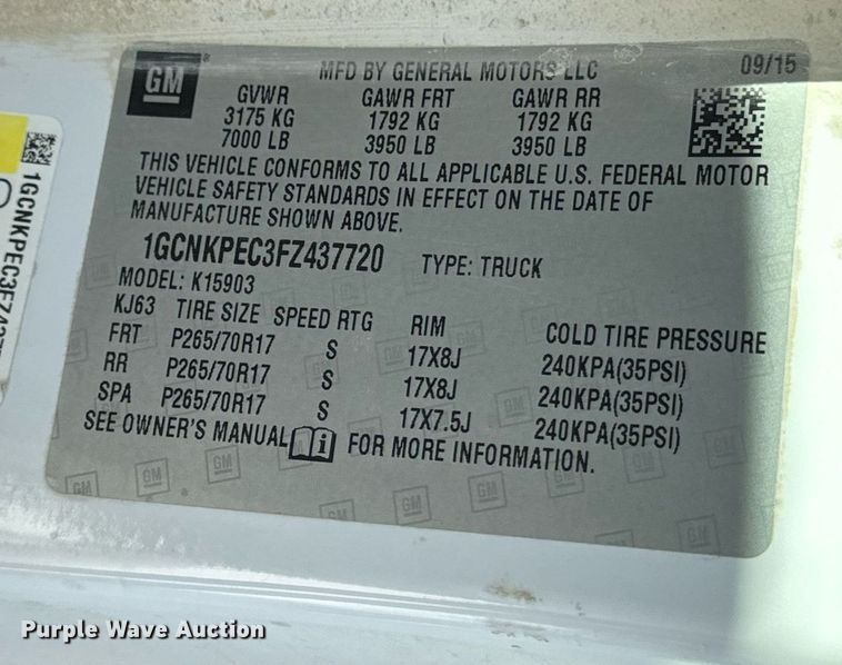 image for item EN5028 2015 Chevrolet Silverado 1500 pickup truck