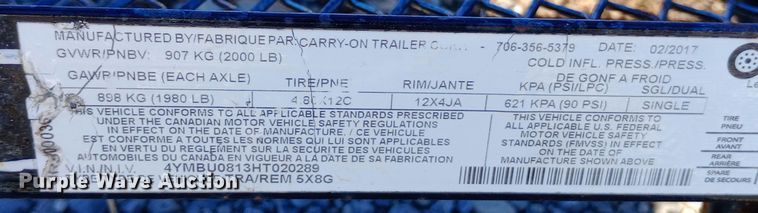 image for item EO0511 2017 Carry-On 5X8G utility trailer