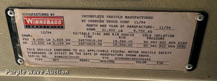 image for item ER4807 1995 Winnebago Vectra RV