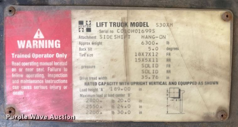 image for item ER8577 Hyster S30XM forklift