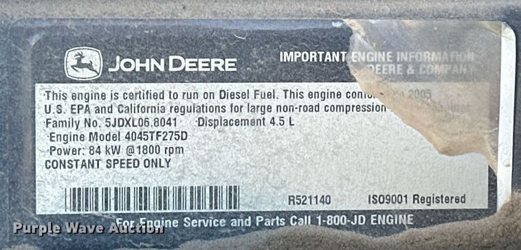 image for item ER8652 2005 Atlas Copco QAS 78JD generator