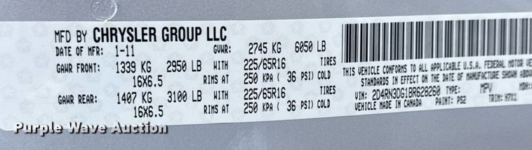 image for item LH9424 2011 Dodge  Grand Caravan  handicap accessible van