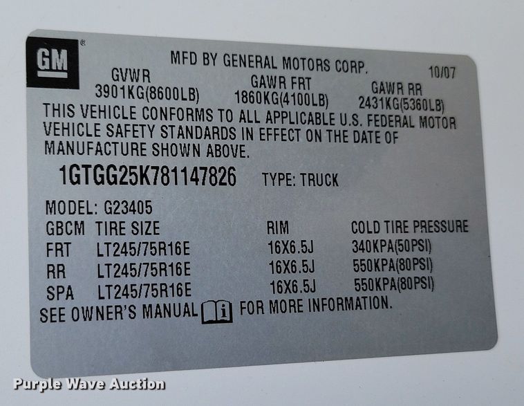 image for item NB9777 2008 GMC Savana G2500 van