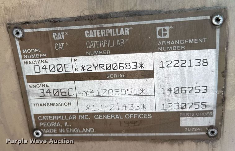 image for item DH9696 1998 Caterpillar D400E articulated haul truck