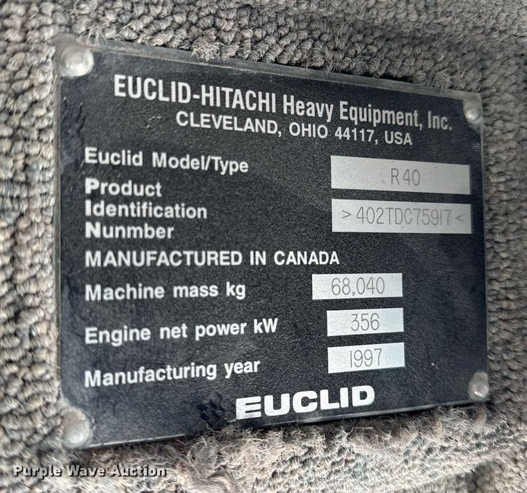 image for item DH9698 1997 Euclid R40 haul truck