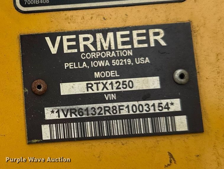 image for item DH9750 2015 Vermeer RTX1250 cable plow