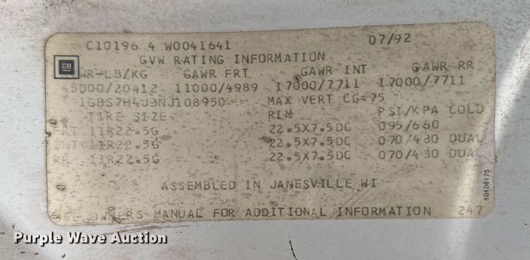 image for item DM5500 1992 Chevrolet Kodiak C8500 drilling rig truck