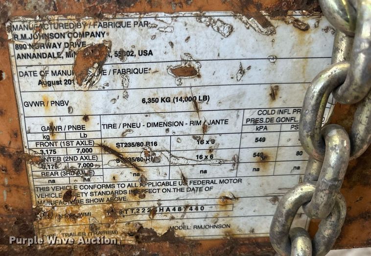 image for item DN0929 2017 RM Johnson Reel Trailer reel trailer