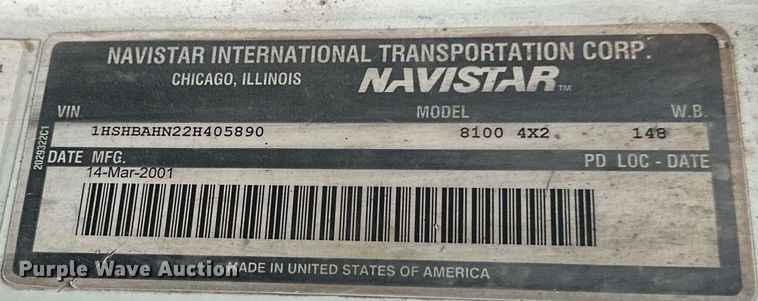 image for item DN0931 2002 International  8100 dump flatbed truck