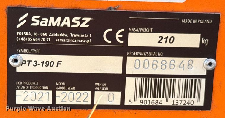 image for item DO0134 2022 Samasz PT3-190F skid steer tree saw