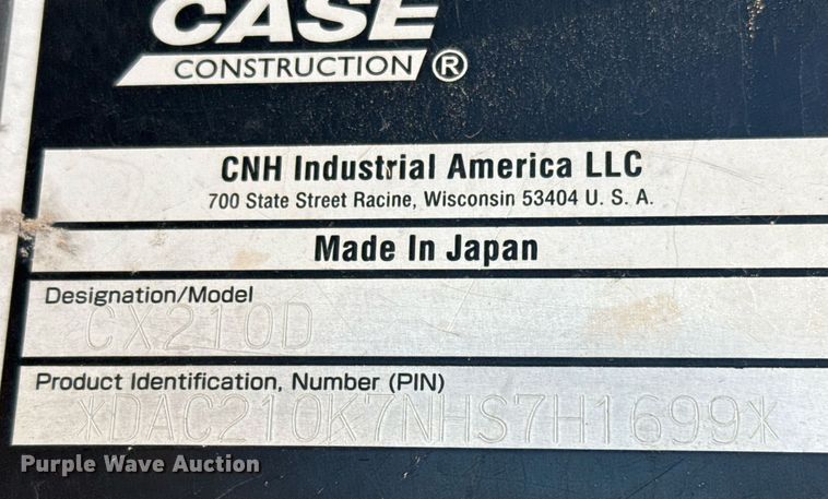 image for item DO2588 2017 Case CX210D excavator