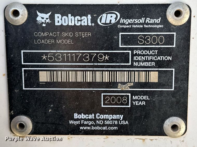 image for item DO2590 2008 Bobcat S300 skid steer loader