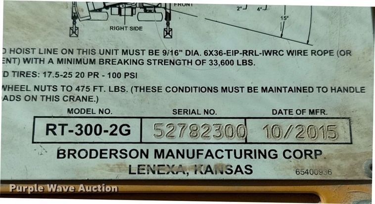 image for item DO2602 2015 Broderson RT-300-2G crane