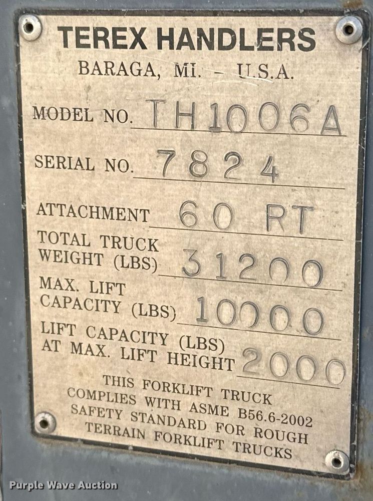 image for item DO2604 Terex TH1006A telehandler