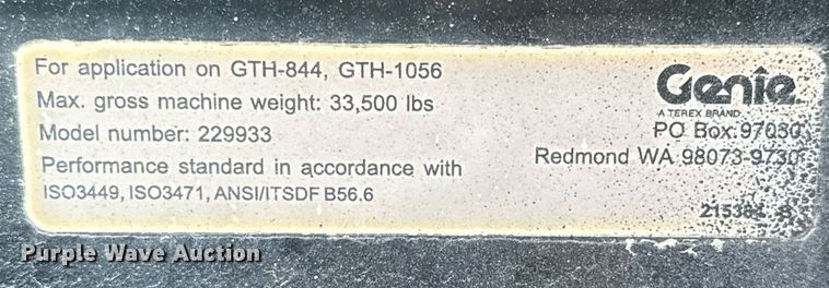 image for item DO2606 2014 Genie GTH1056 telehandler