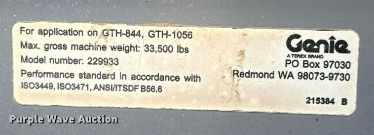 image for item DO2617 2014 Genie GTH1056 telehandler