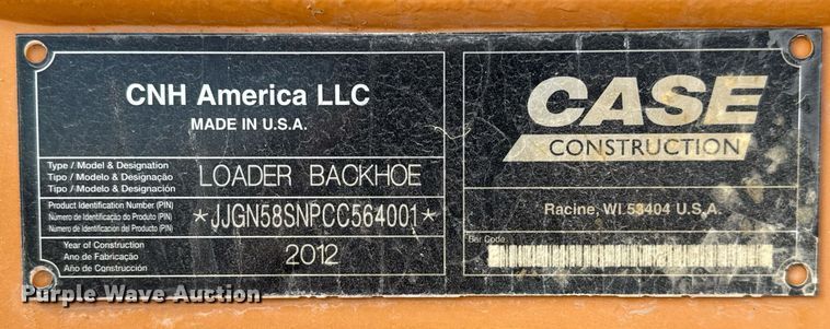 image for item DO2618 2012 Case 580 Super N backhoe