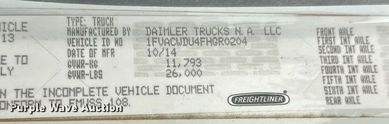 image for item DP6067 2015 Freightliner Business Class M2 106 flatbed truck