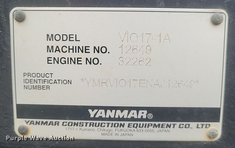 image for item DS5181 2022 Yanmar ViO17 mini excavator