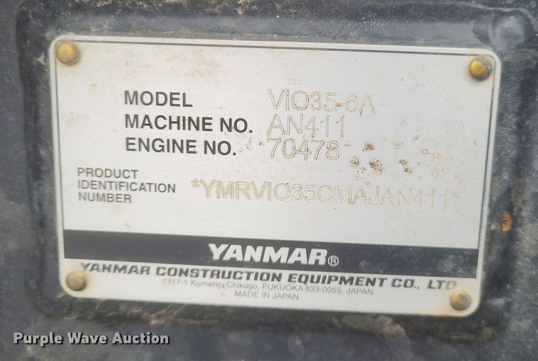 image for item DS5182 2021 Yanmar ViO35 mini excavator