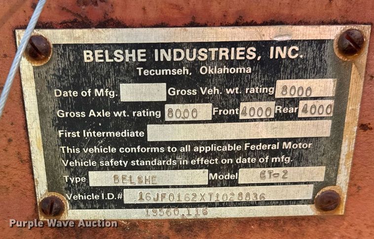 image for item DT2202 1996 Belshe CT2 equipment trailer