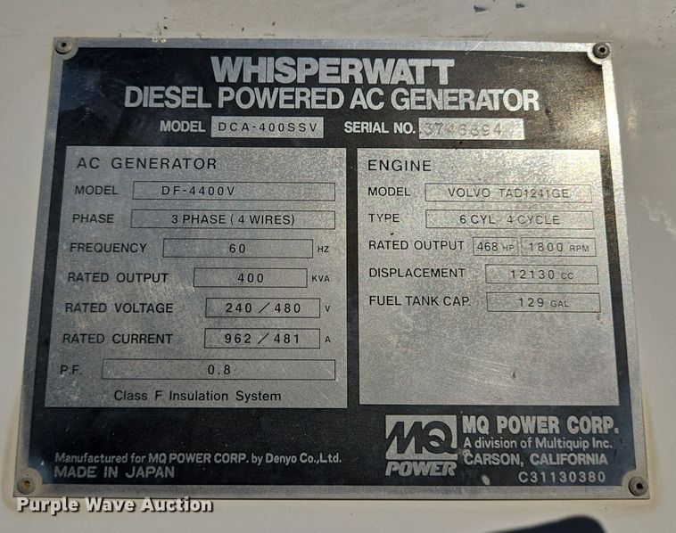 image for item DT5454 WhisperWatt DF-4400SSV generator