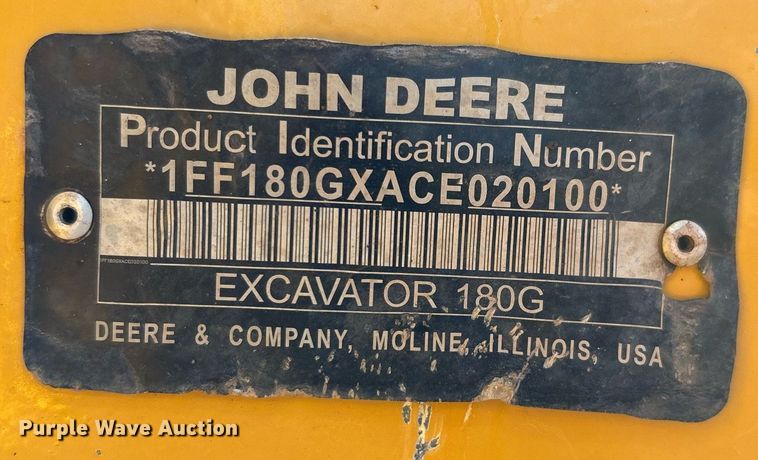 image for item DT5465 2012 John Deere 180G LC excavator