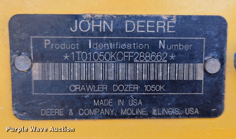image for item DT5466 2016 John Deere 1050K dozer