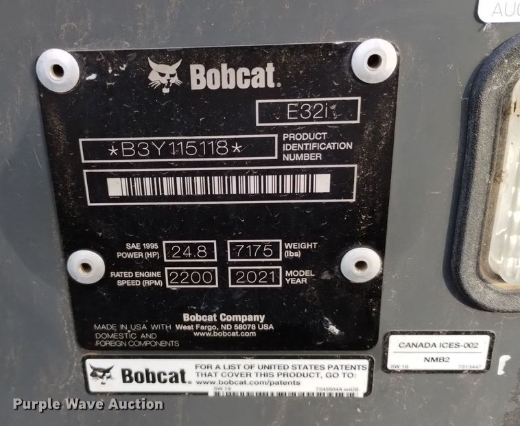 image for item EH0127 2021 Bobcat E32i mini excavator