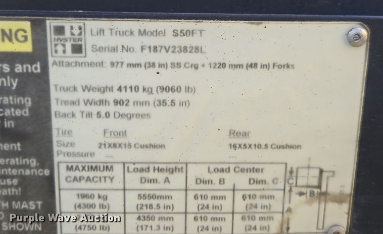 image for item EI4116 2013 Hyster S50FT forklift