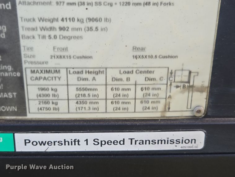 image for item EI4116 2013 Hyster S50FT forklift