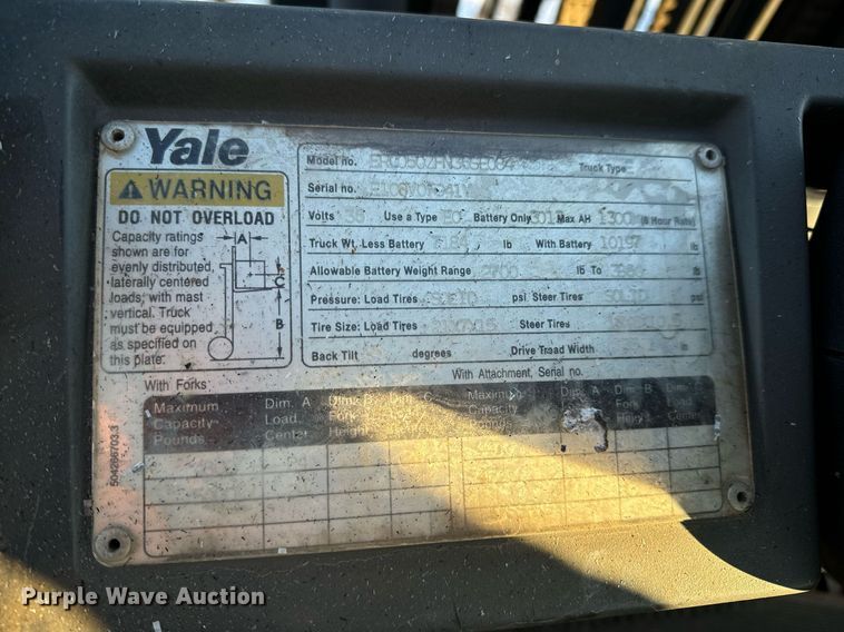 image for item EN5019 Yale ERC050ZFN36SE084 forklift
