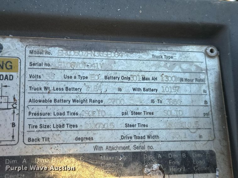 image for item EN5019 Yale ERC050ZFN36SE084 forklift