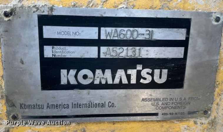 image for item EN5025 2000 Komatsu WA600-3L wheel loader