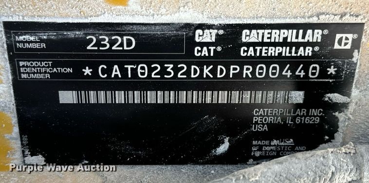 image for item EN5027 2016 Caterpillar 232D skid steer loader