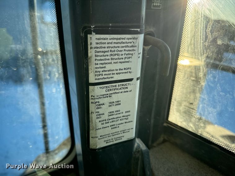 image for item EN5029 2012 John Deere 844K-II wheel loader