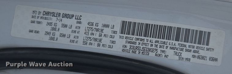 image for item ER5061 2014 Dodge Ram 2500 Crew Cab pickup truck